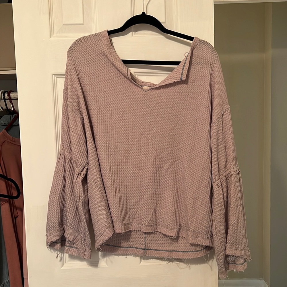 Trumpet sleeve knit top